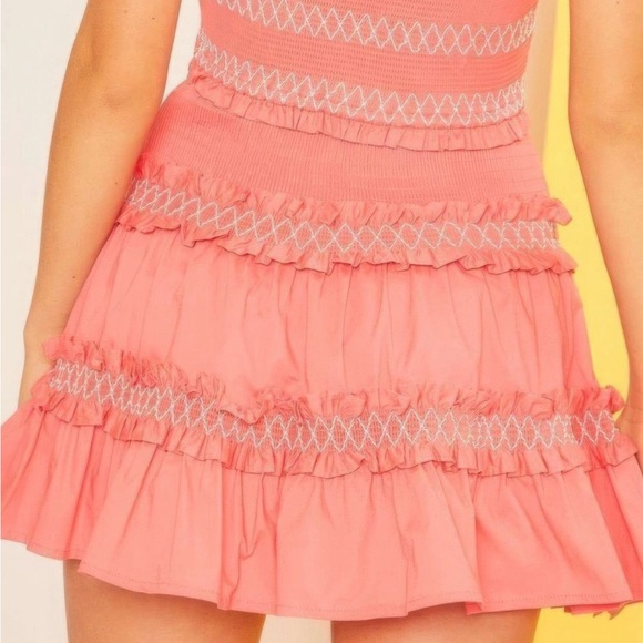 Ruffle And Shirring Mini Skirt - Picture 4 of 5